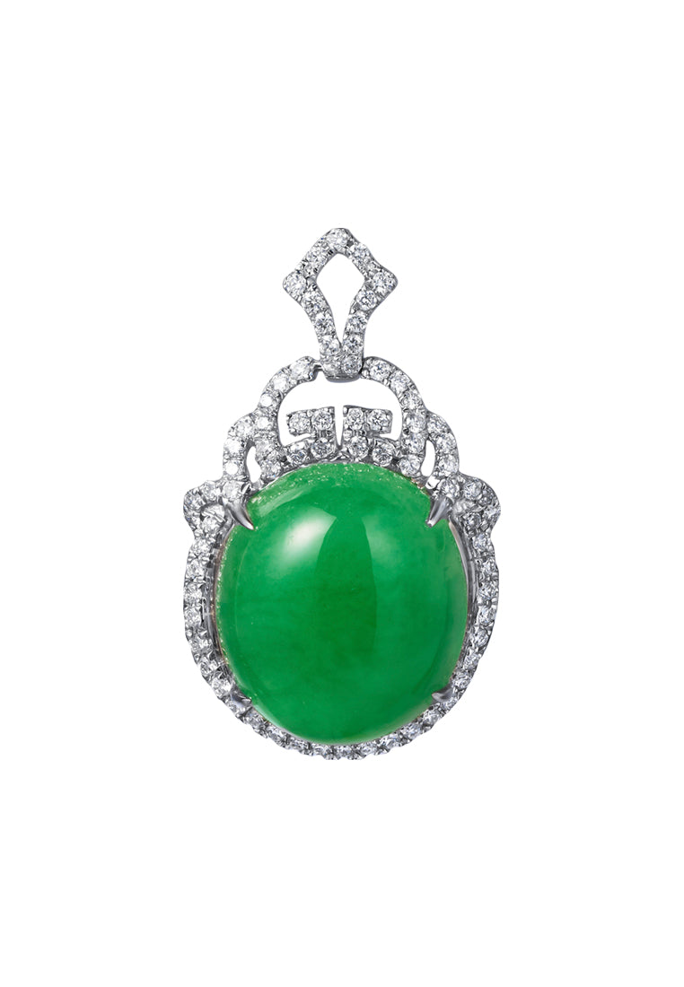 TOMEI Jade Pendant, White Gold 750
