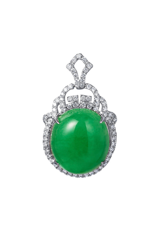 TOMEI Jade Pendant, White Gold 750