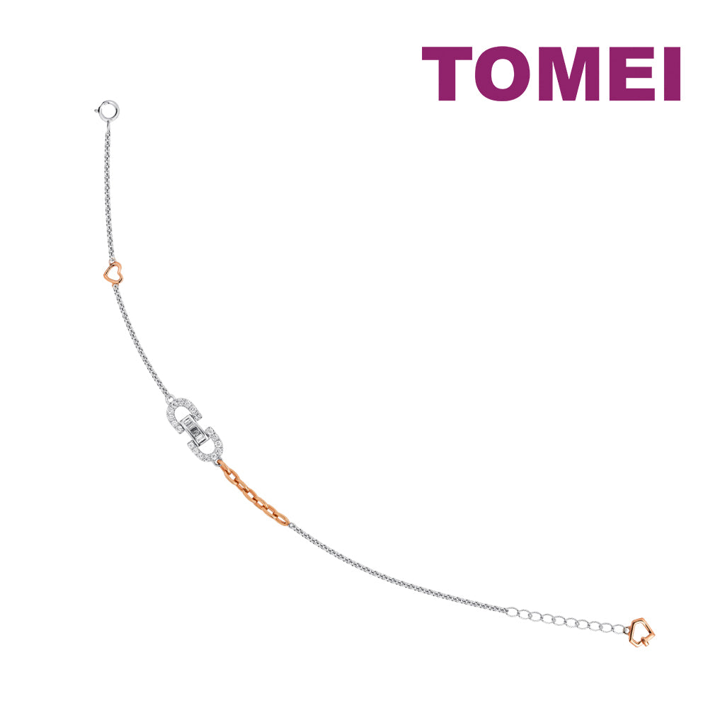 TOMEI Rosy Winter Collection Diamond Bracelet, White+Rose Gold 585