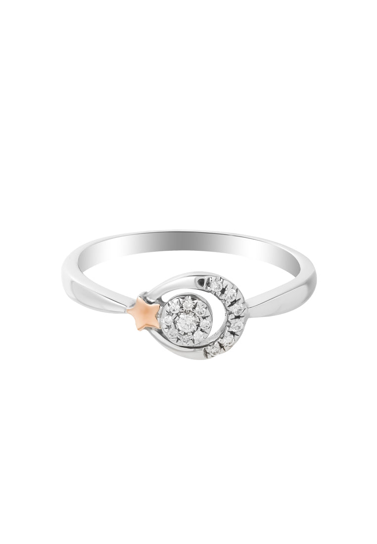 TOMEI Little Star Collection Diamond Ring, White+Rose Gold 375