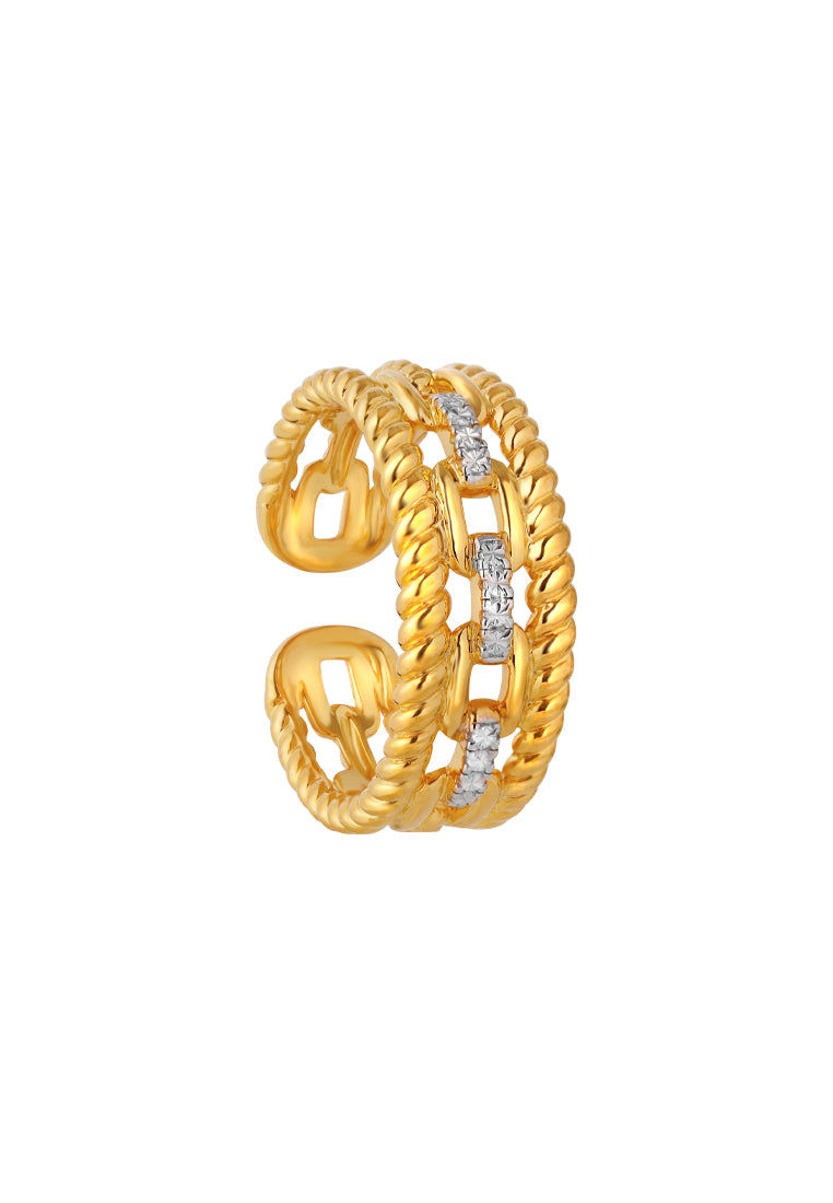 TOMEI Link Chain in Twisted Parallel Ring, Yellow Gold 916 (AS-YG0851R-2C)