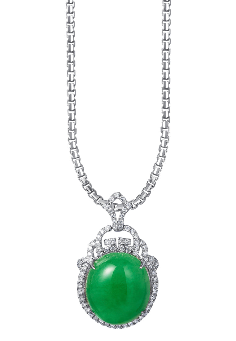 TOMEI Jade Pendant, White Gold 750