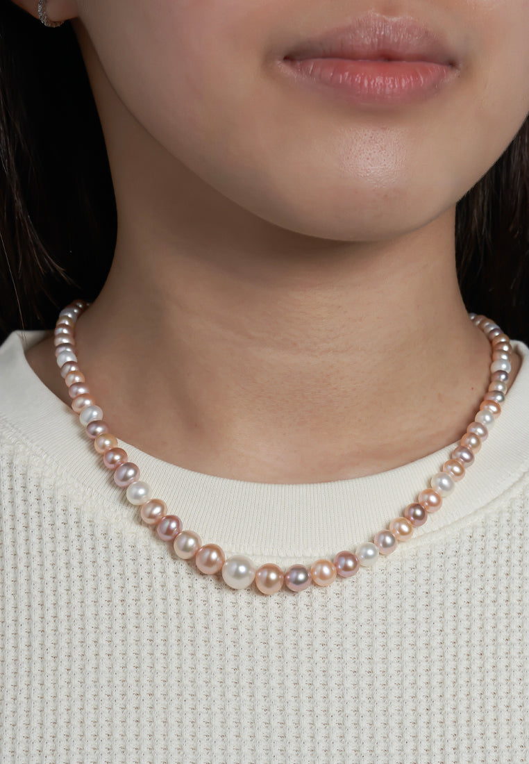 TOMEI Pearlfect Love Single Strand Necklace I Natural Mixed Pink