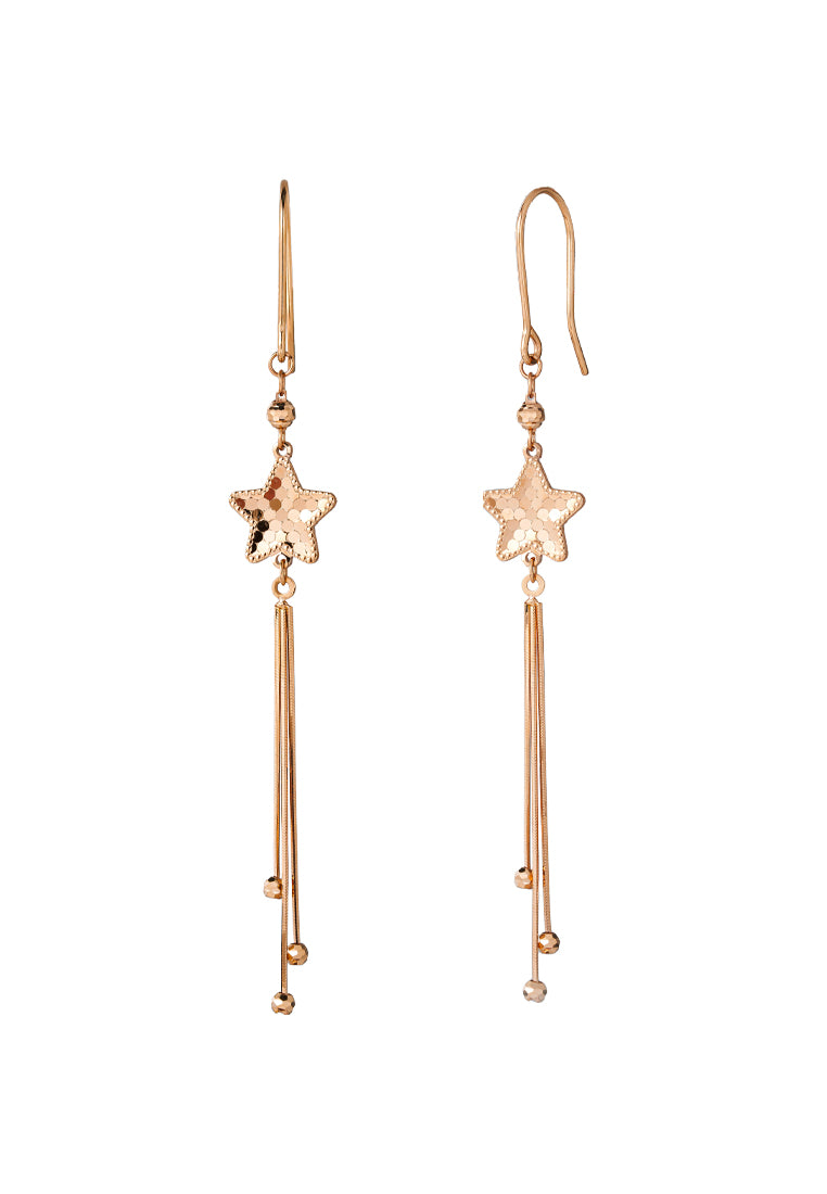 TOMEI Rouge Collection Star Long Earrings, Rose Gold 750