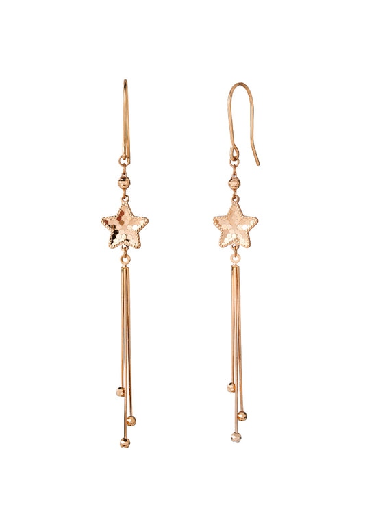 TOMEI Rouge Collection Star Long Earrings, Rose Gold 750