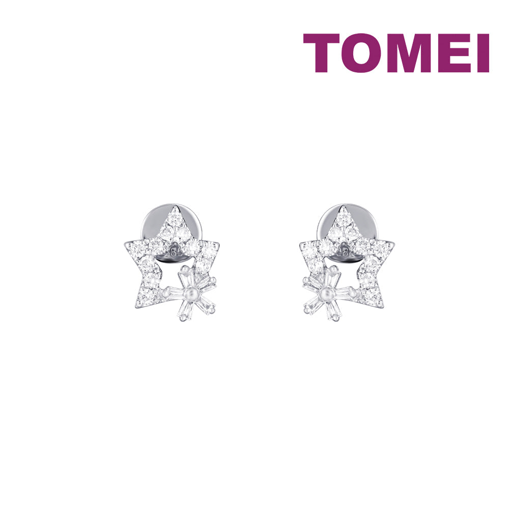 TOMEI Starlit Stud Earrings, White Gold 585