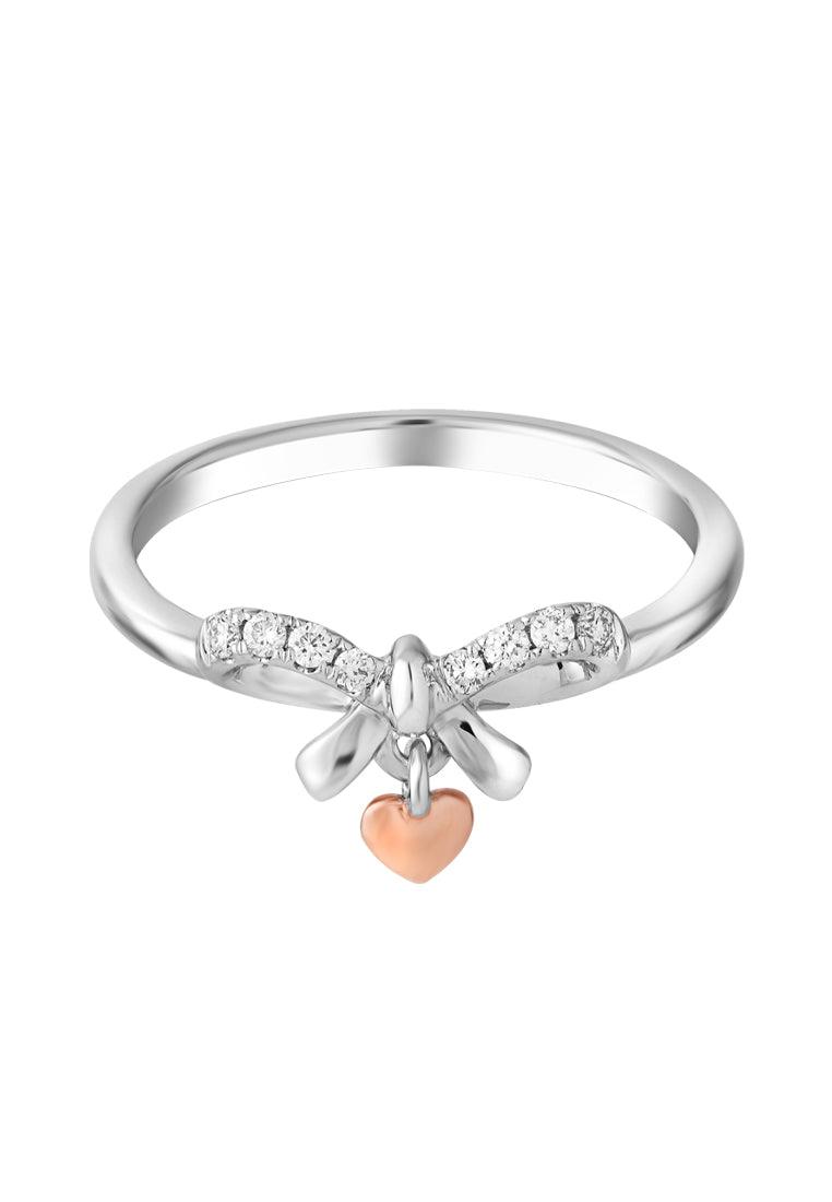 TOMEI Glowing Heart Diamond Ring, White+Rose Gold 585 (R4939WR)