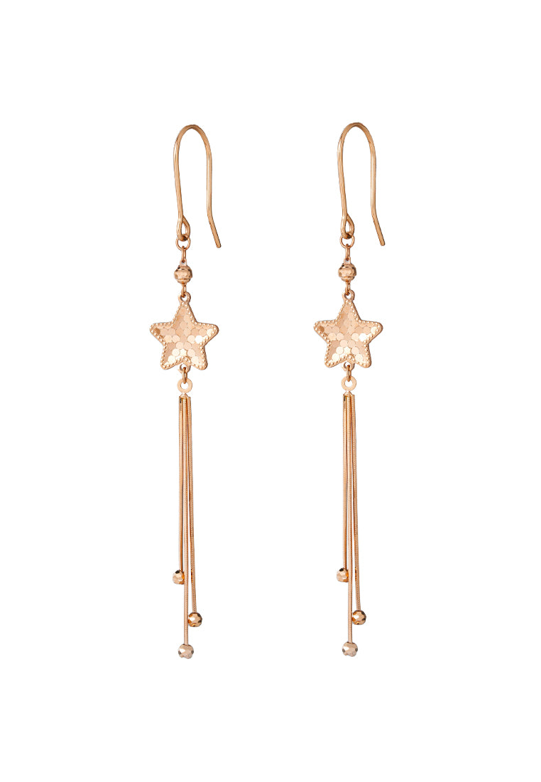 TOMEI Rouge Collection Star Long Earrings, Rose Gold 750
