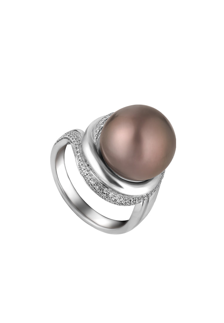 TOMEI Tahiti Pearl Diamond Ring, White Gold 750 (R4126)