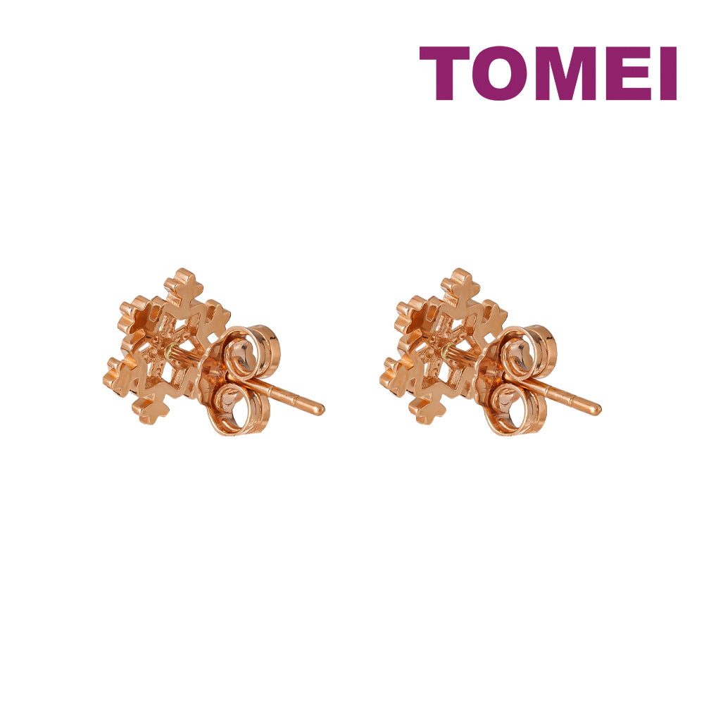 TOMEI Rouge Collection Snow Flake Stud Earrings, Rose Gold 750