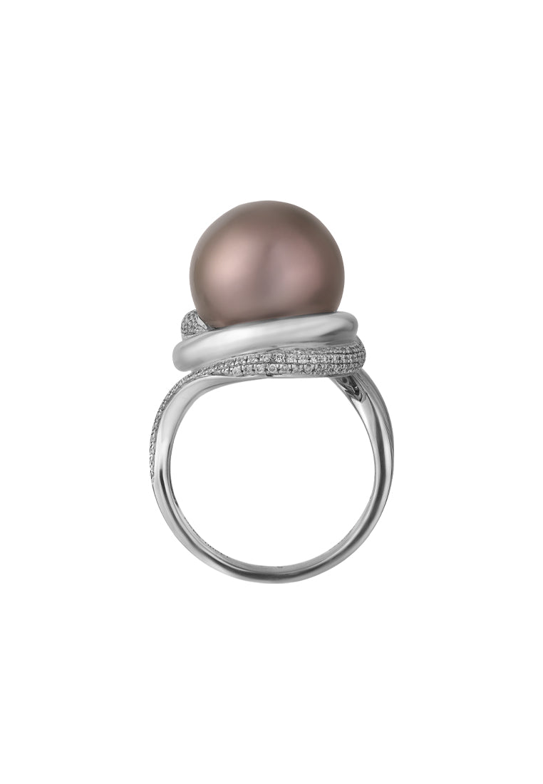 TOMEI Tahiti Pearl Diamond Ring, White Gold 750 (R4126)