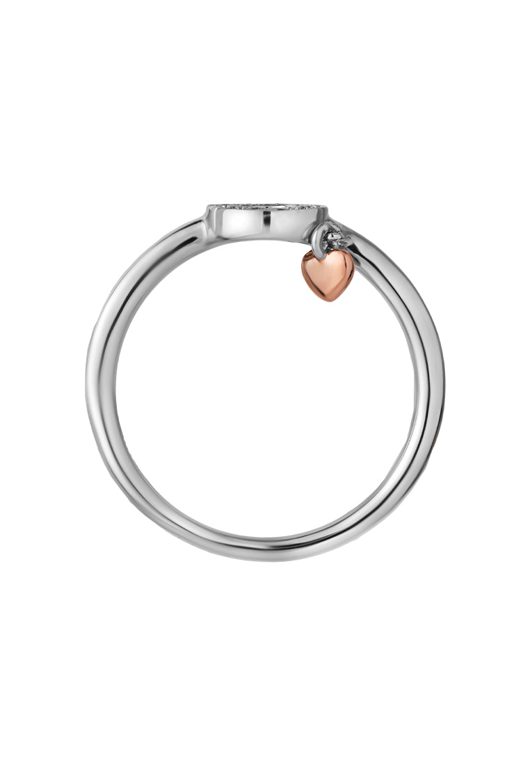 TOMEI Glowing Heart Diamond Ring, White+Rose Gold 585 (R4951WR)