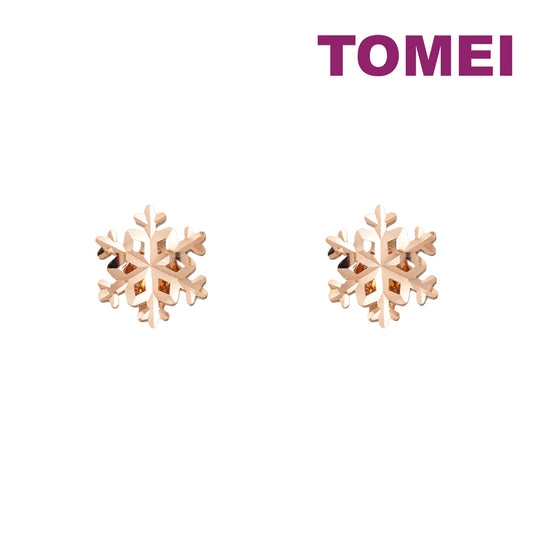 TOMEI Rouge Collection Snow Flake Stud Earrings, Rose Gold 750