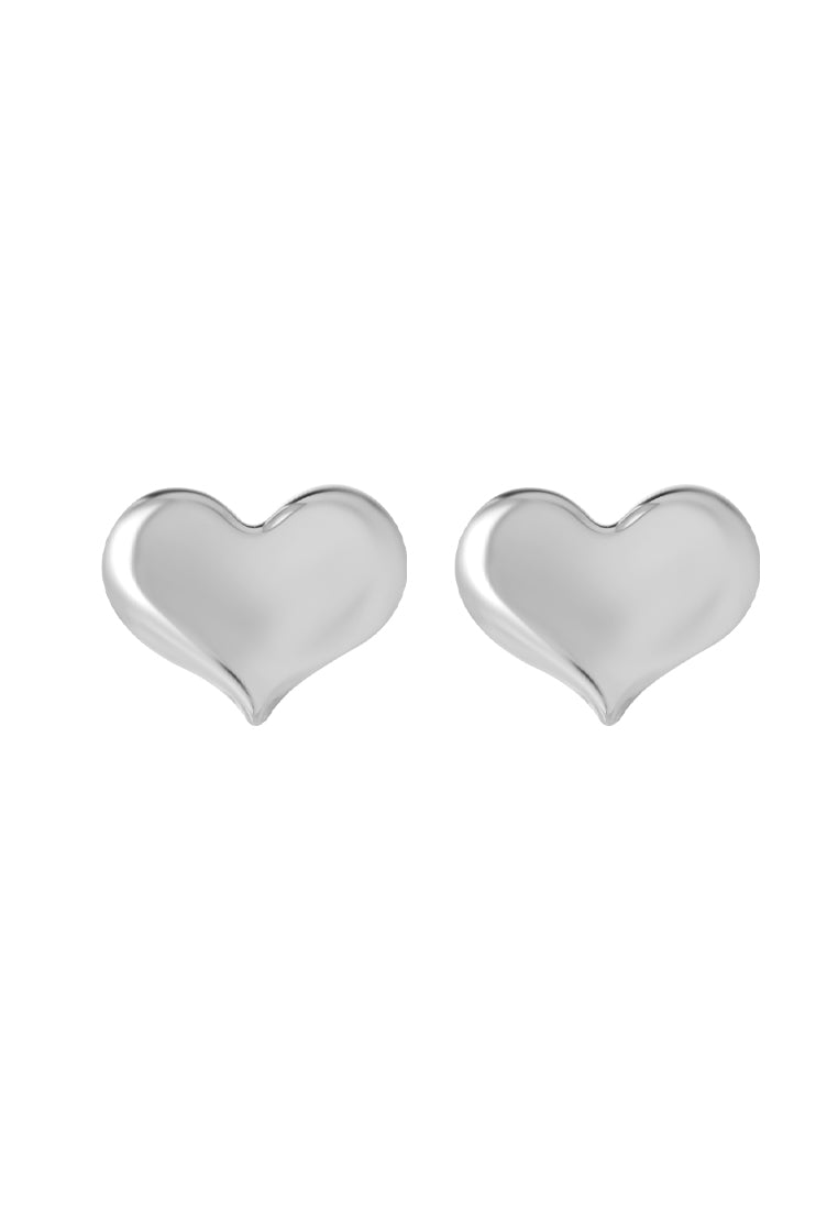 TOMEI High Polishing Heart Earrings, White Gold 585