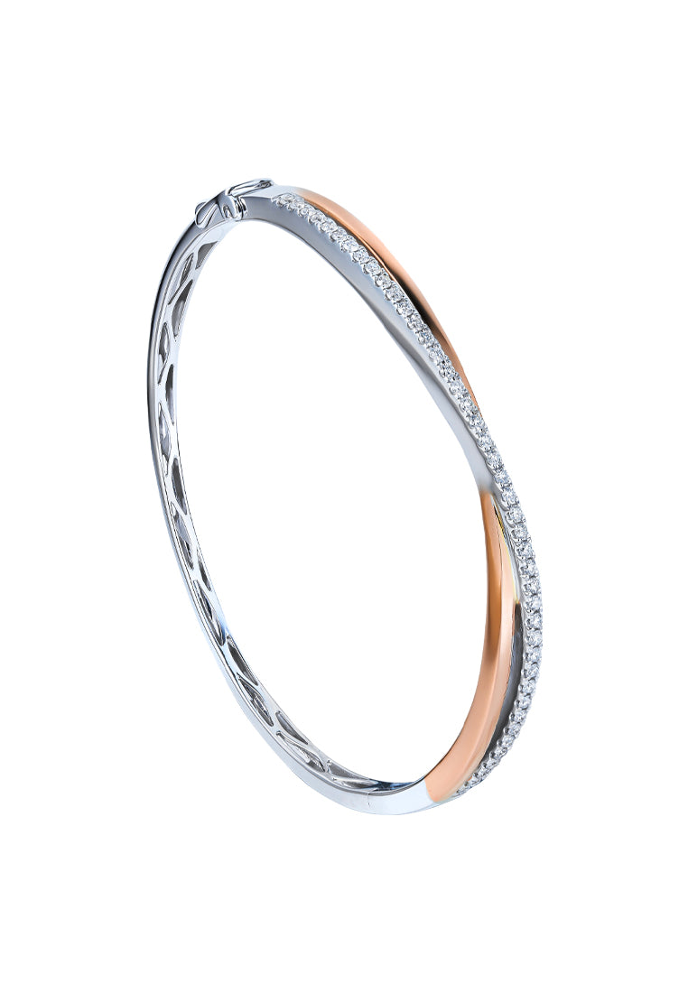 TOMEI Diamond Bangle, White+Rose 585