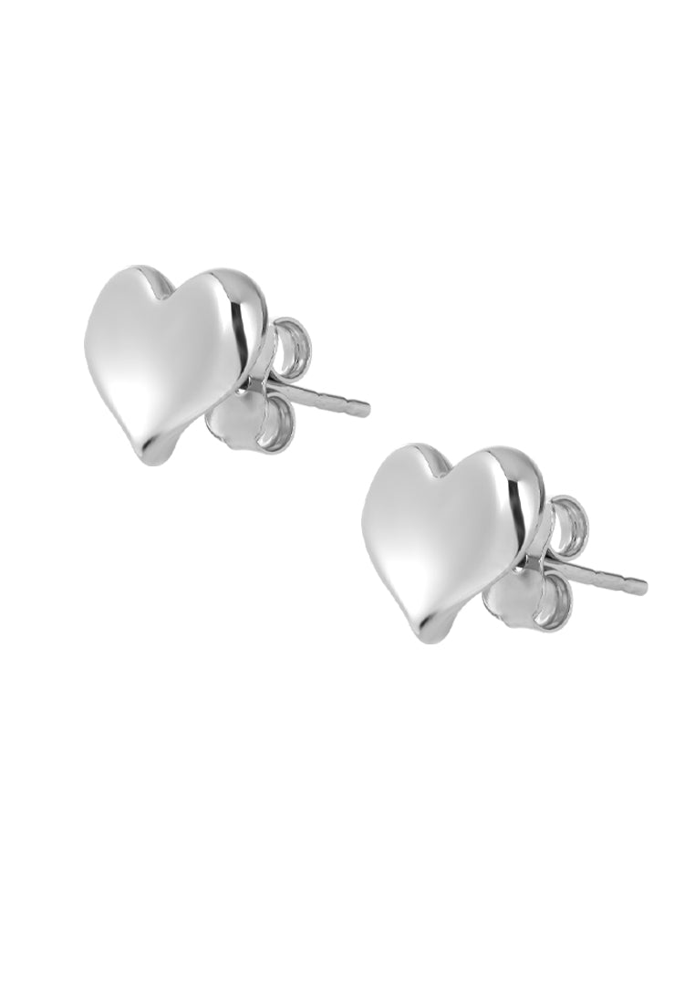 TOMEI High Polishing Heart Earrings, White Gold 585