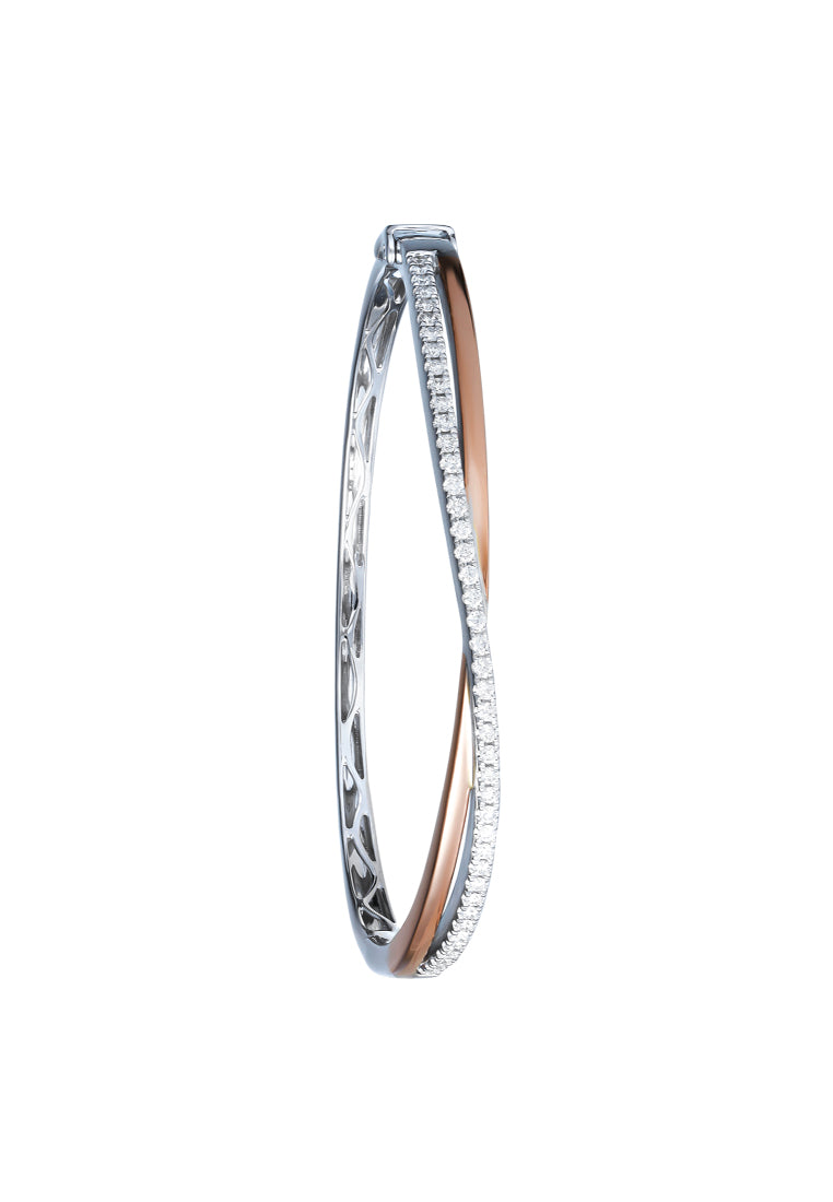 TOMEI Diamond Bangle, White+Rose 585