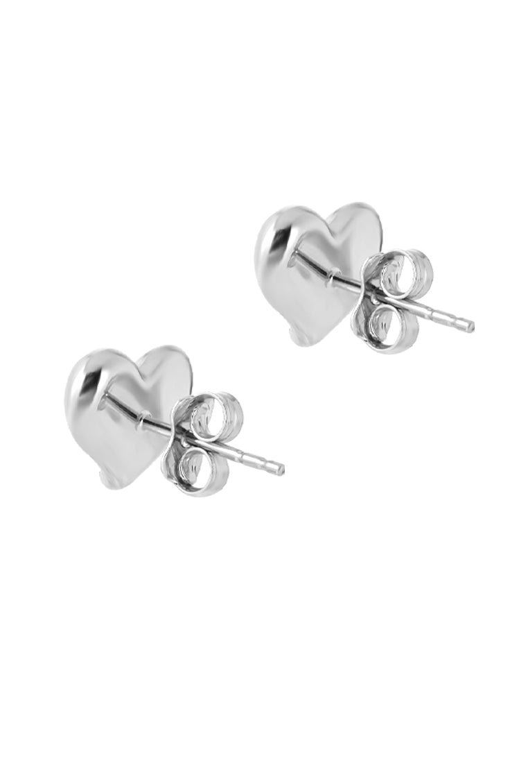 TOMEI High Polishing Heart Earrings, White Gold 585
