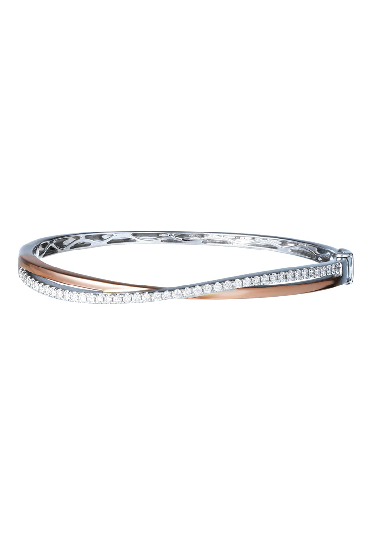 TOMEI Diamond Bangle, White+Rose 585