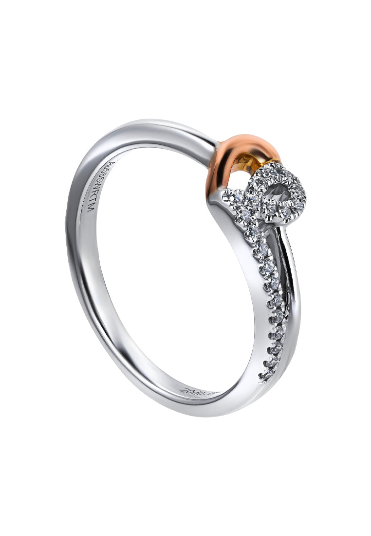TOMEI Diamond Ring, White+Rose Gold 585