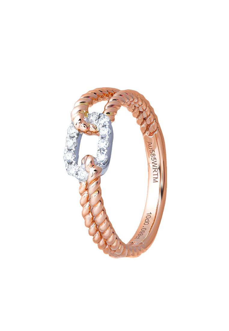 TOMEI 【温柔的爱意】Tender Love Ring, White+Rose Gold 750