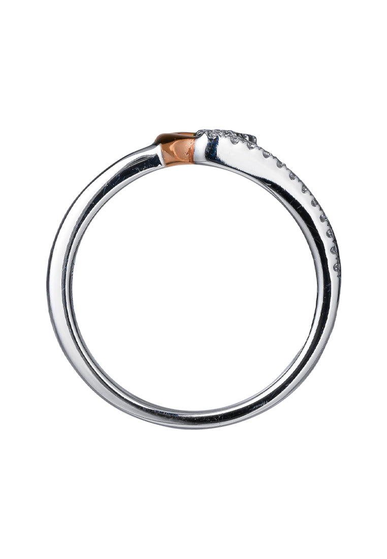 TOMEI Diamond Ring, White+Rose Gold 585