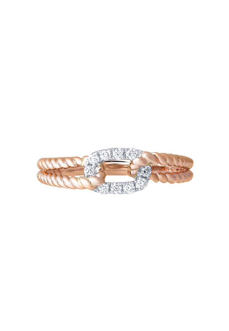 TOMEI 【温柔的爱意】Tender Love Ring, White+Rose Gold 750