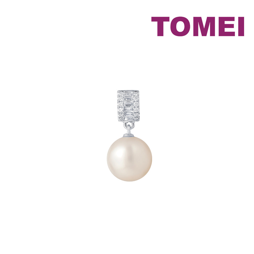 TOMEI Lustrous Pearl Pendant, White Gold 750
