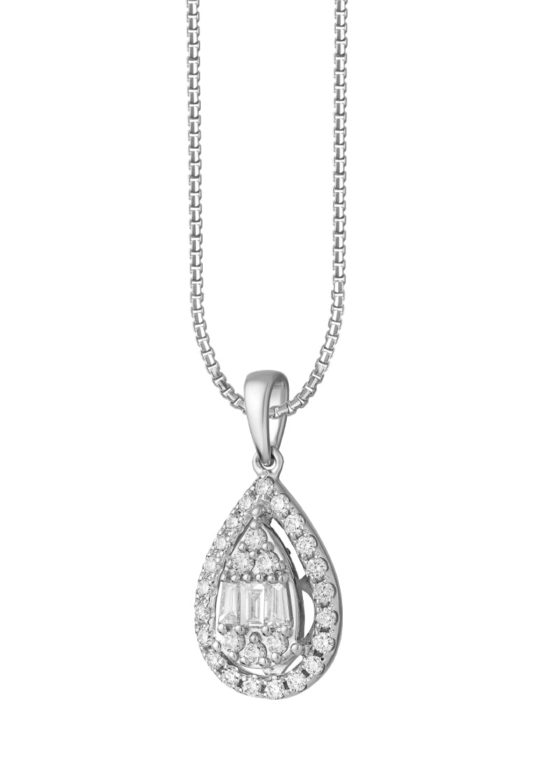 TOMEI Moon Drop Pendant, White Gold 750 (P6245)