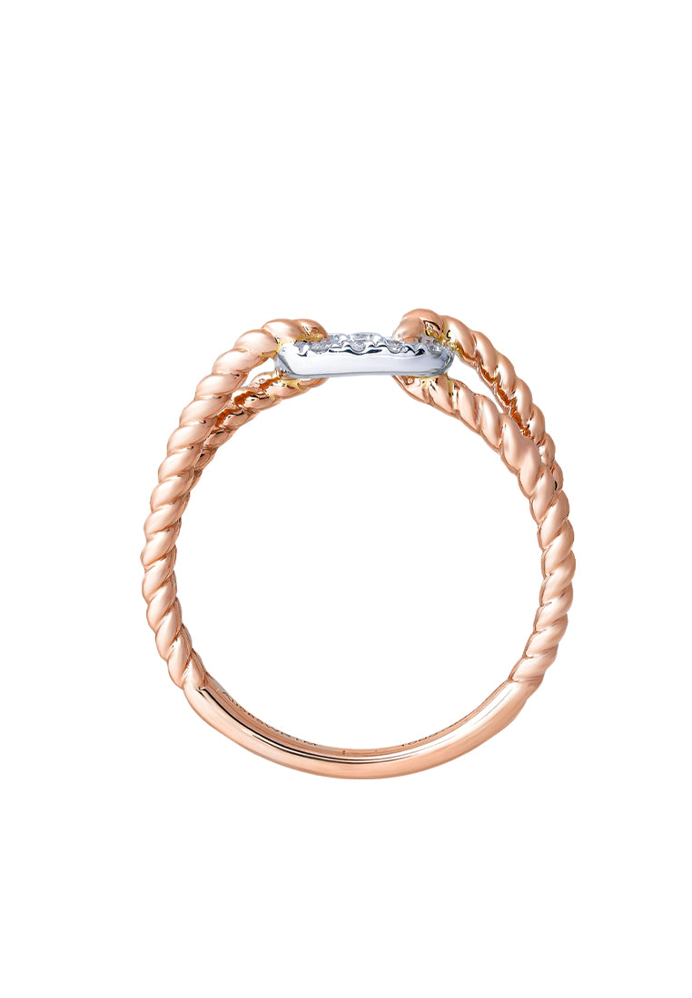 TOMEI 【温柔的爱意】Tender Love Ring, White+Rose Gold 750