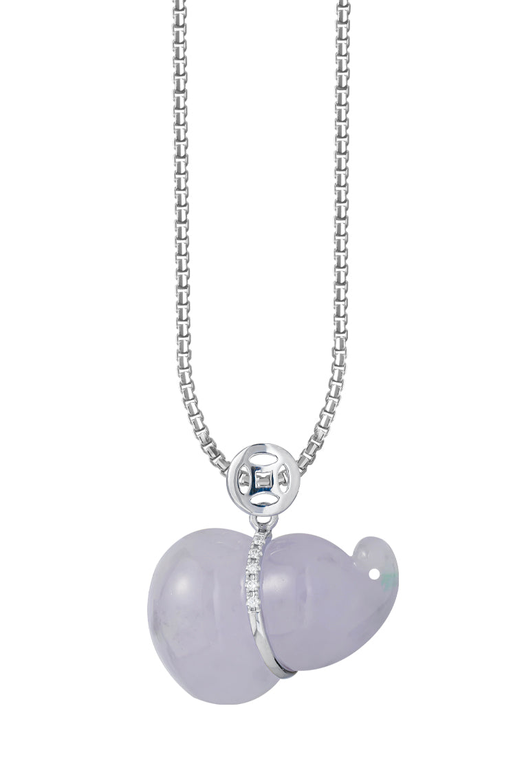 TOMEI Purple Jade Gourd Pendant, White Gold 750