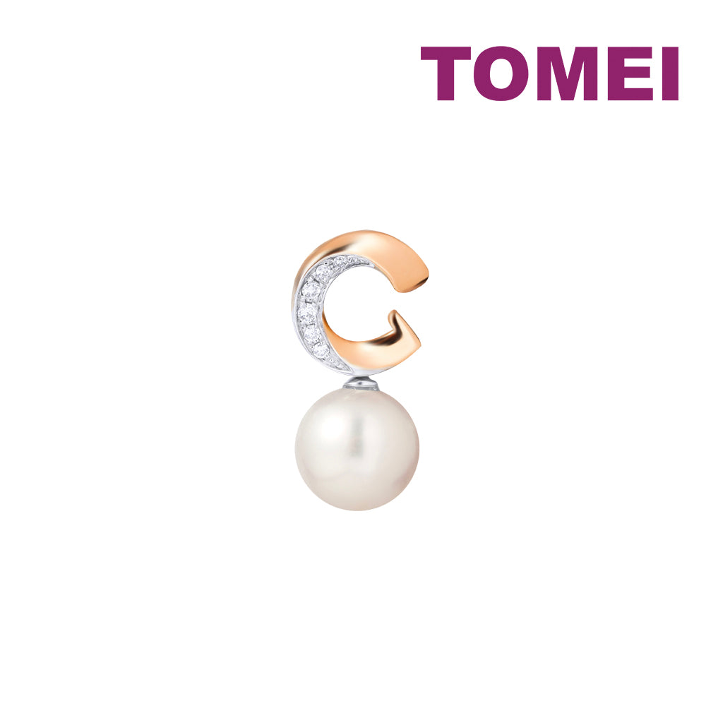TOMEI Lustrous Pearl Pendant, White+Rose Gold 750