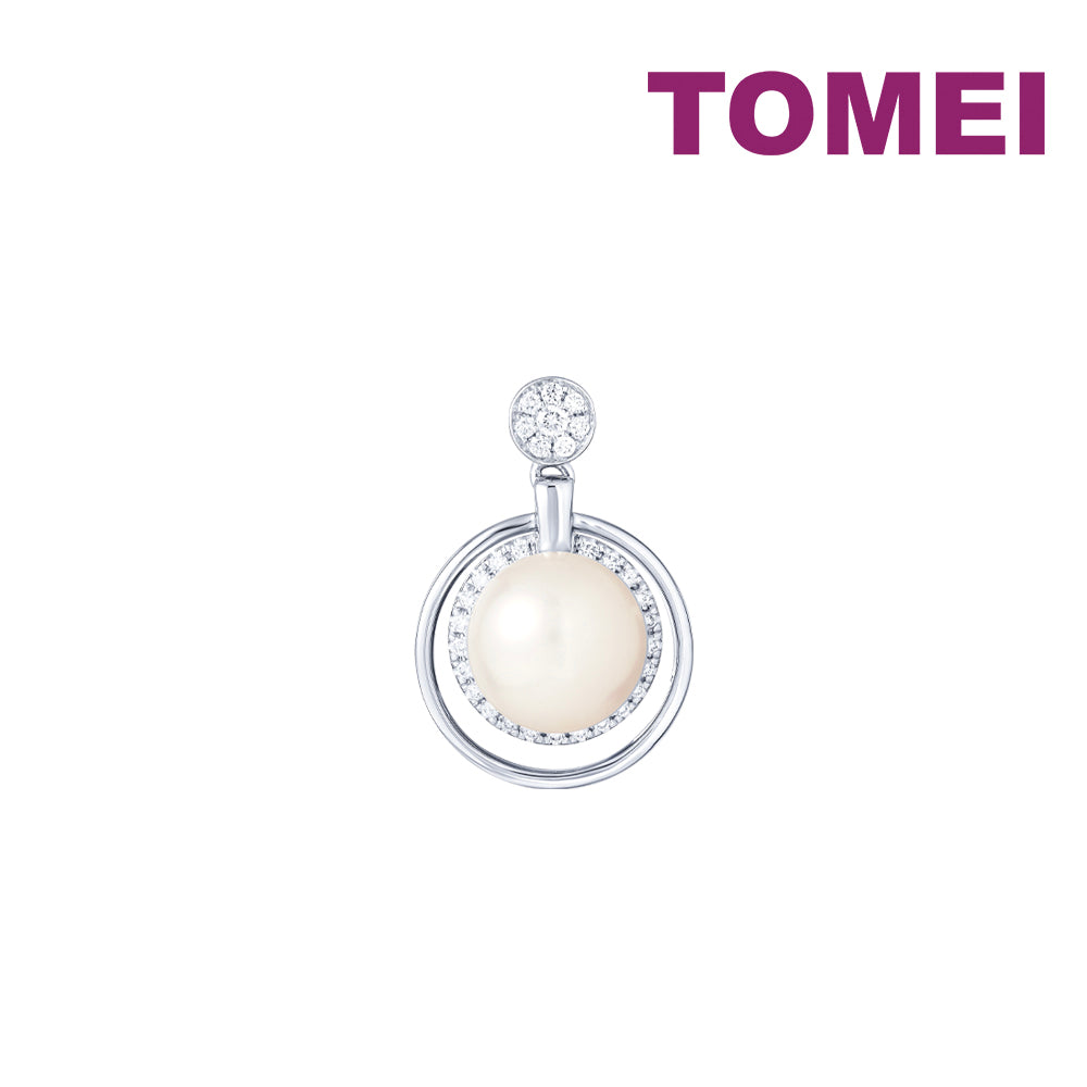 TOMEI Lustrous Pearl Pendant, White Gold 750