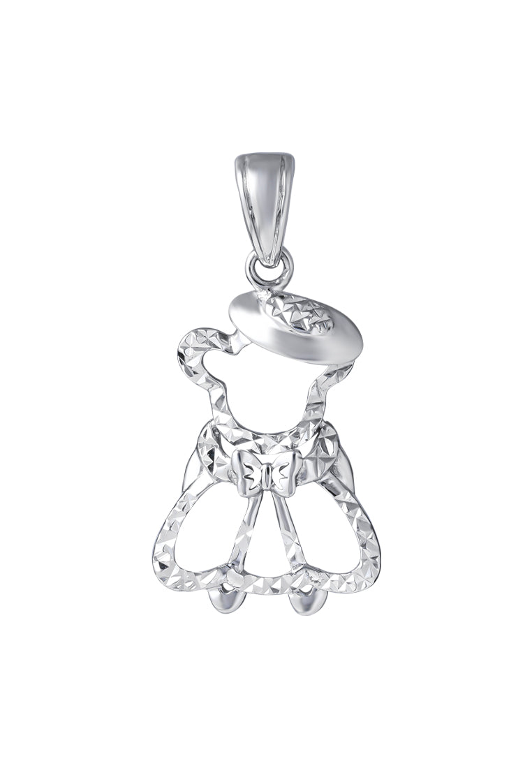 TOMEI Baby Bear Girl Pendant, White Gold 375