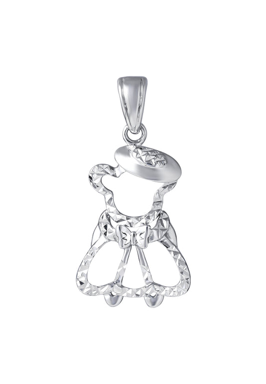 TOMEI Baby Bear Girl Pendant, White Gold 375