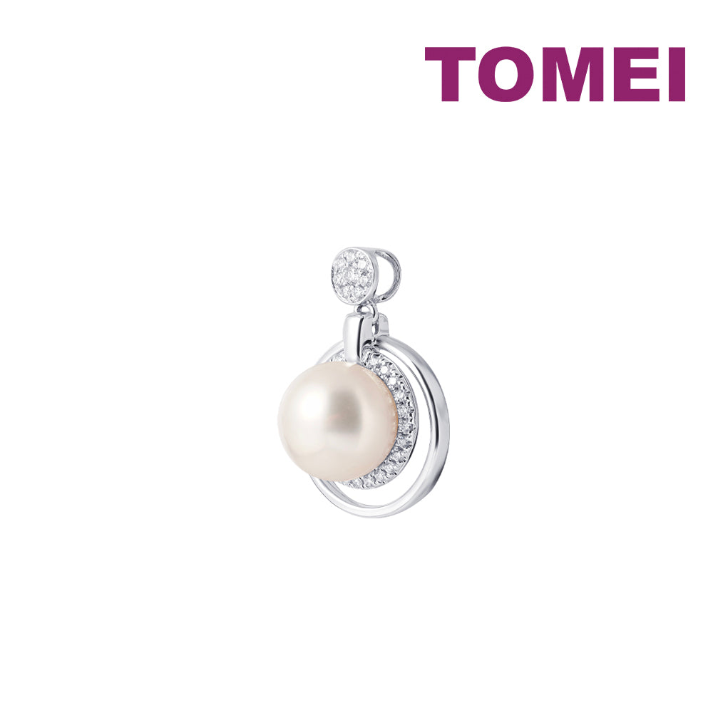 TOMEI Lustrous Pearl Pendant, White Gold 750