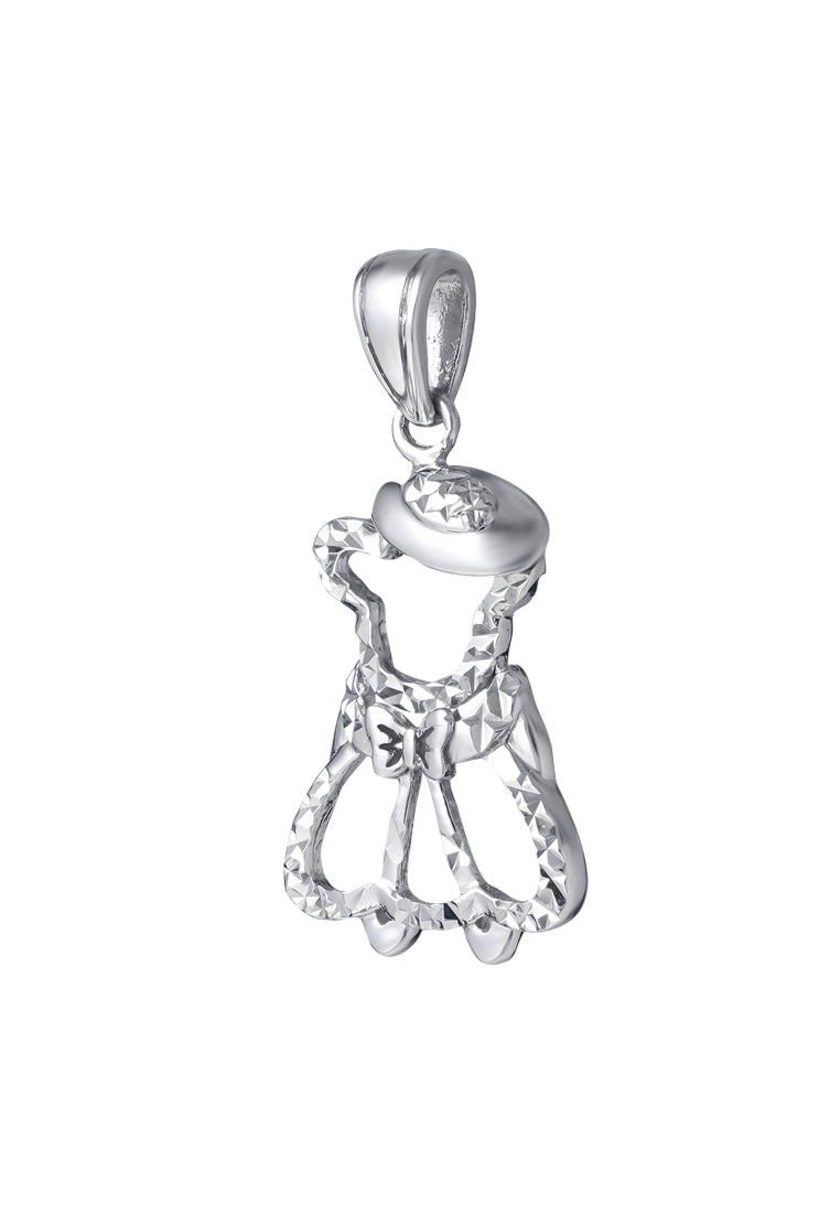TOMEI Baby Bear Girl Pendant, White Gold 375