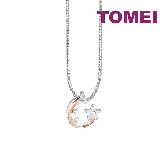 TOMEI Sparkle Serenity Collection DIamond Pendant Set, White+Rose Gold 585
