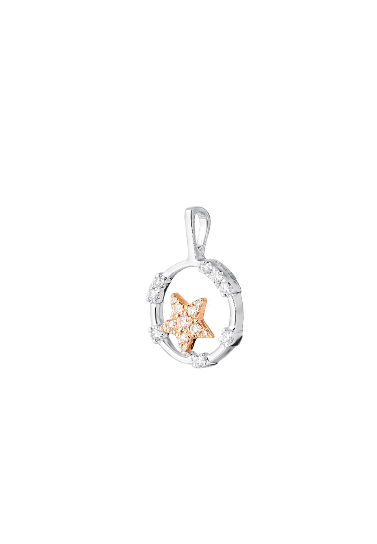 TOMEI Sparkle Serenity Collection Diamond Pendant Set, White+Rose Gold 585