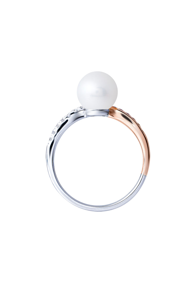 TOMEI 【珍爱多美】Pure Love Pearl Ring, White+Rose Gold 585