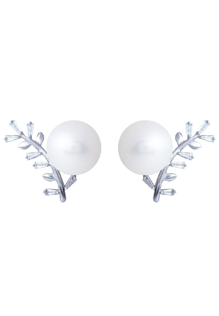 TOMEI 【福泽千秋】Pearl Earrings, White Gold 585
