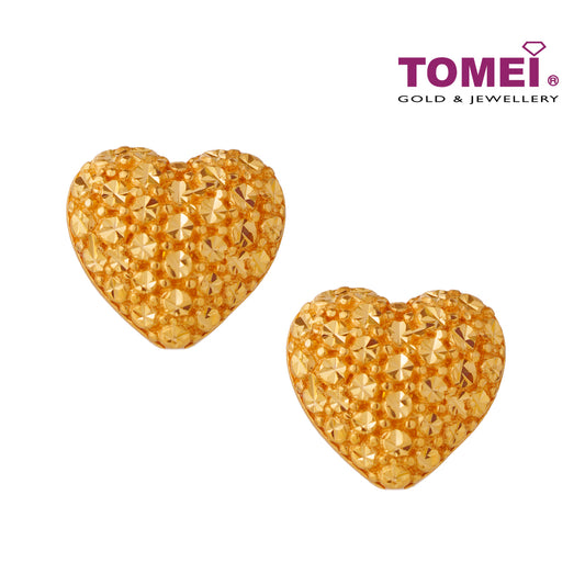 TOMEI Laser Heart Earrings, Yellow Gold 916