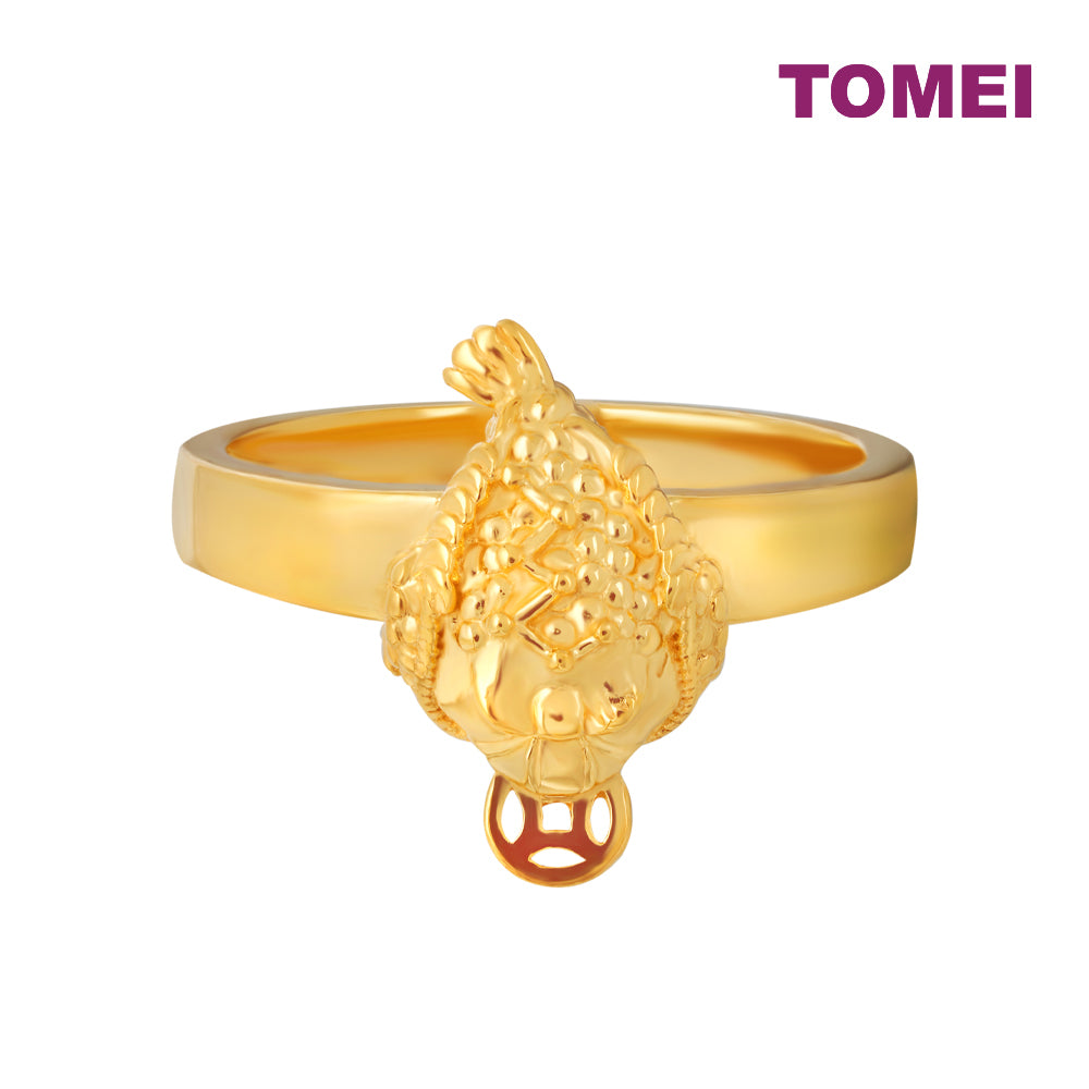 TOMEI Prosperity Frog Ring, Yellow Gold 916