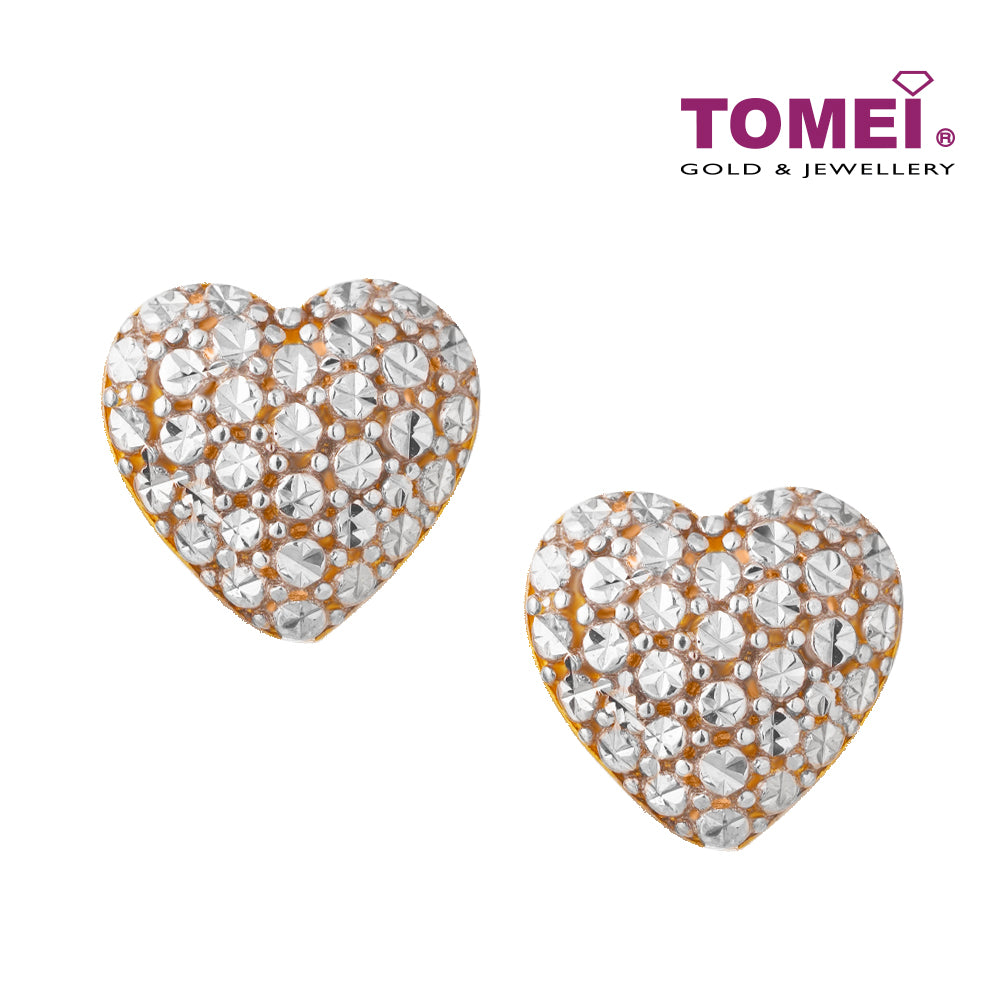 TOMEI Diamond Cut Collection Laser Heart Earrings, Yellow Gold 916