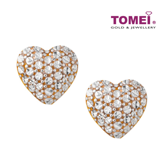 TOMEI Diamond Cut Collection Laser Heart Earrings, Yellow Gold 916