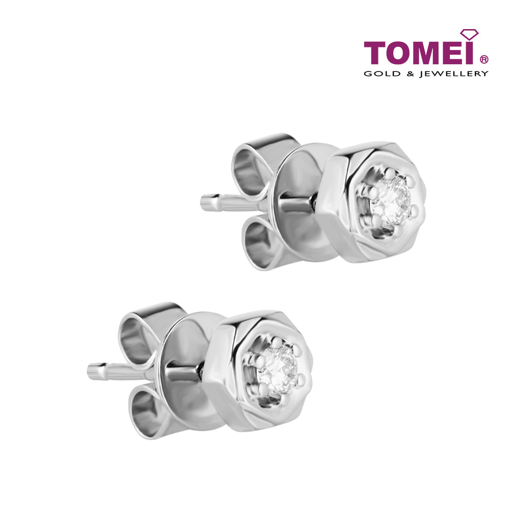TOMEI White Christmas Collection Diamond Earrings, White Gold 585