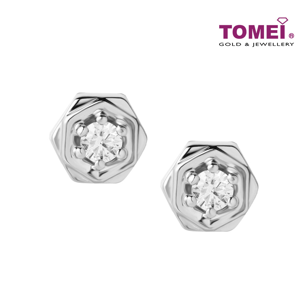 TOMEI White Christmas Collection Diamond Earrings, White Gold 585