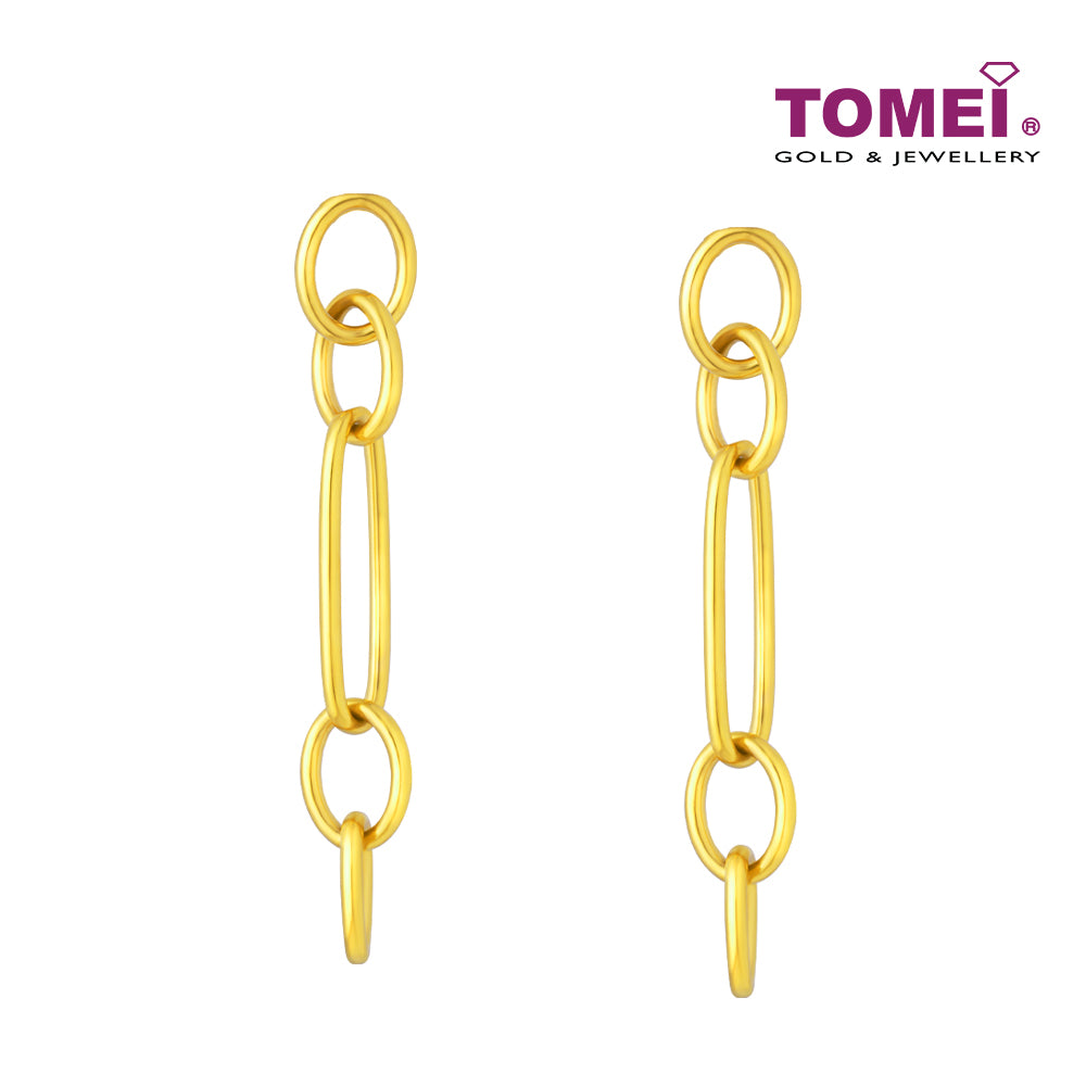 TOMEI Lusso Italia Oval Dangling Earrings, Yellow Gold 916