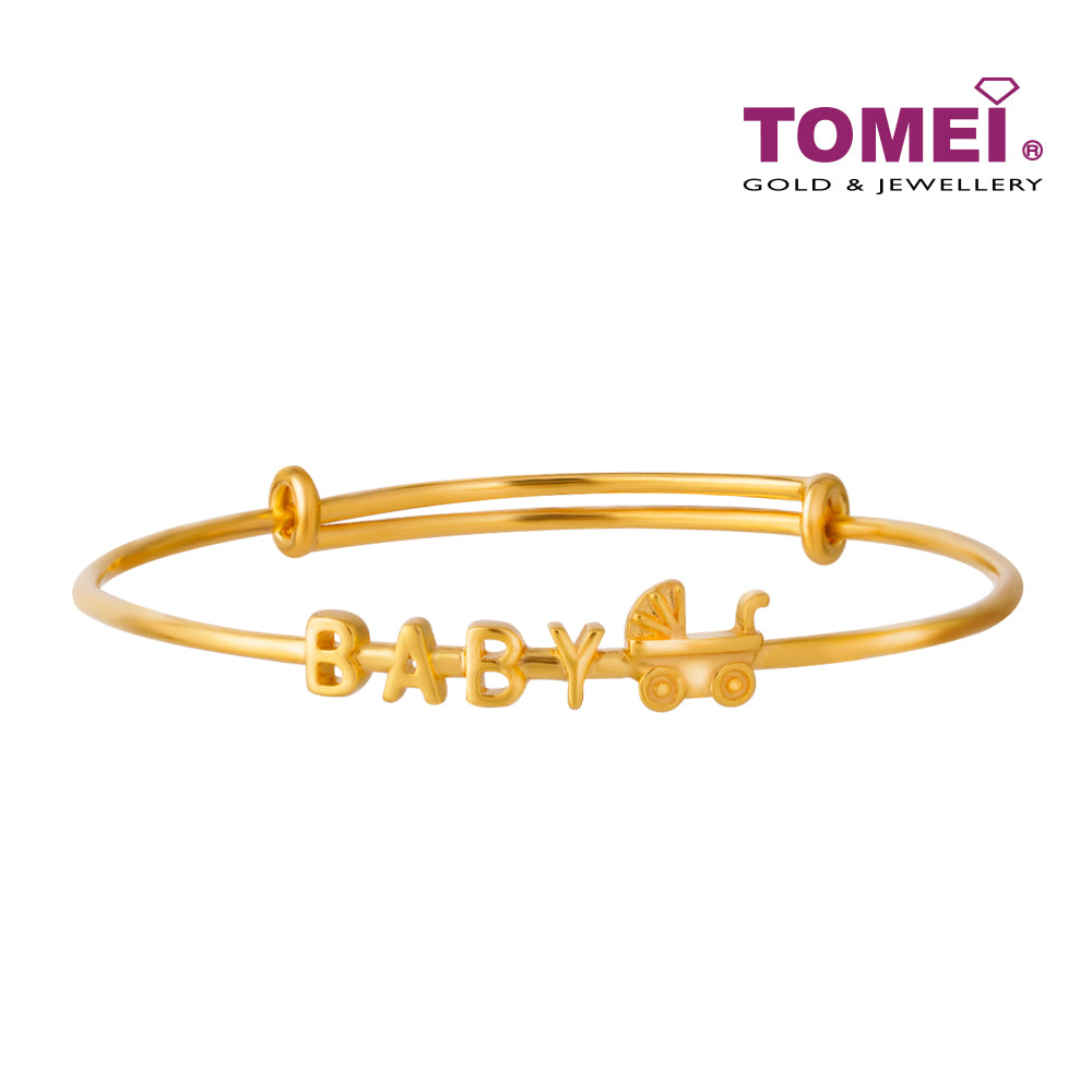 TOMEI Baby and Stroller Bangle, Yellow Gold 916