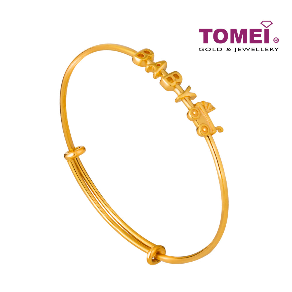 TOMEI Baby and Stroller Bangle, Yellow Gold 916